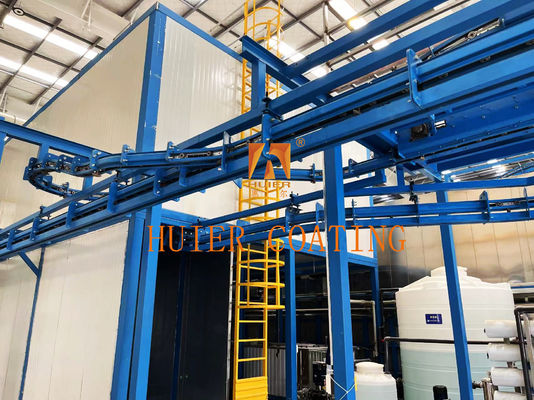 ระบบขนส่งแขวนเหล็กติดเพดานที่ควบคุมโดย PLC พร้อมแฮงเกอร์โซ่